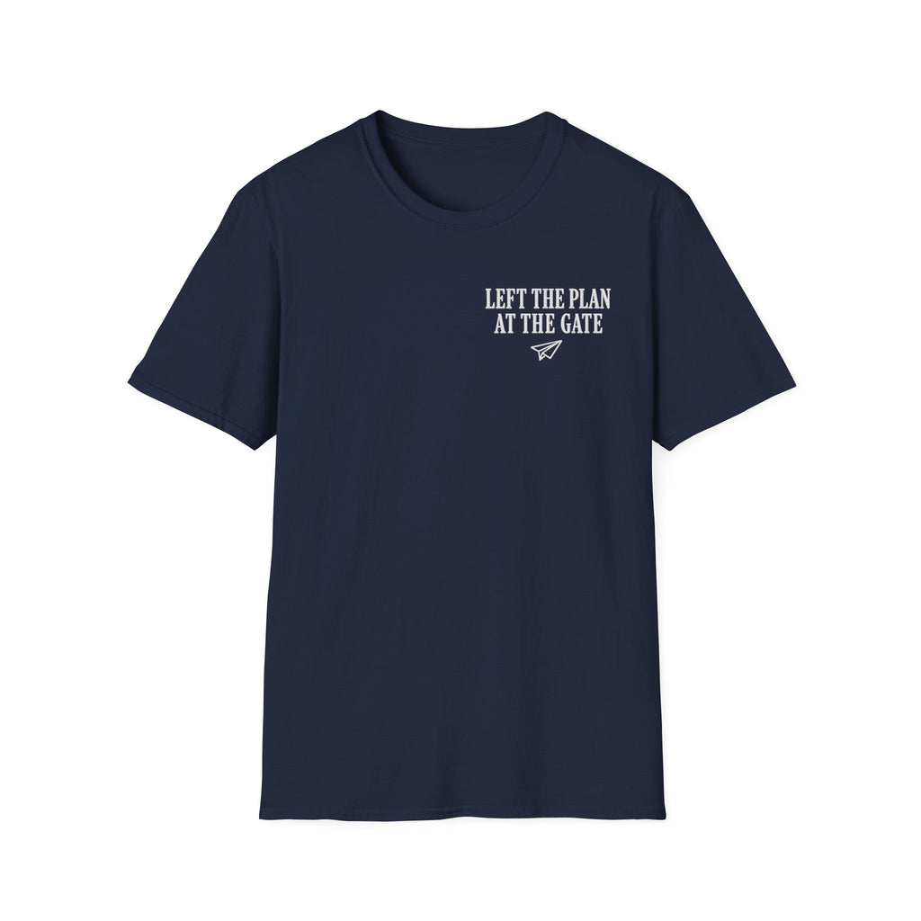 Left The Plan At The Gate Faux Embroidery T-Shirt
