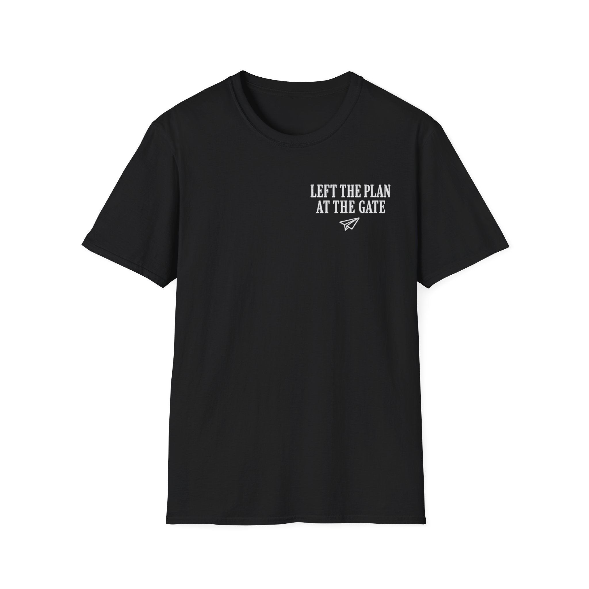 Left The Plan At The Gate Faux Embroidery T-Shirt