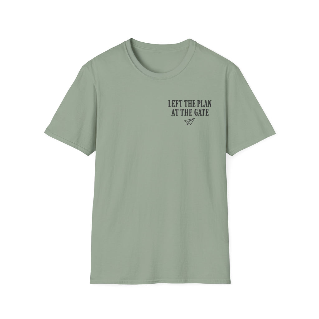 Left The Plan At The Gate Faux Embroidery T-Shirt