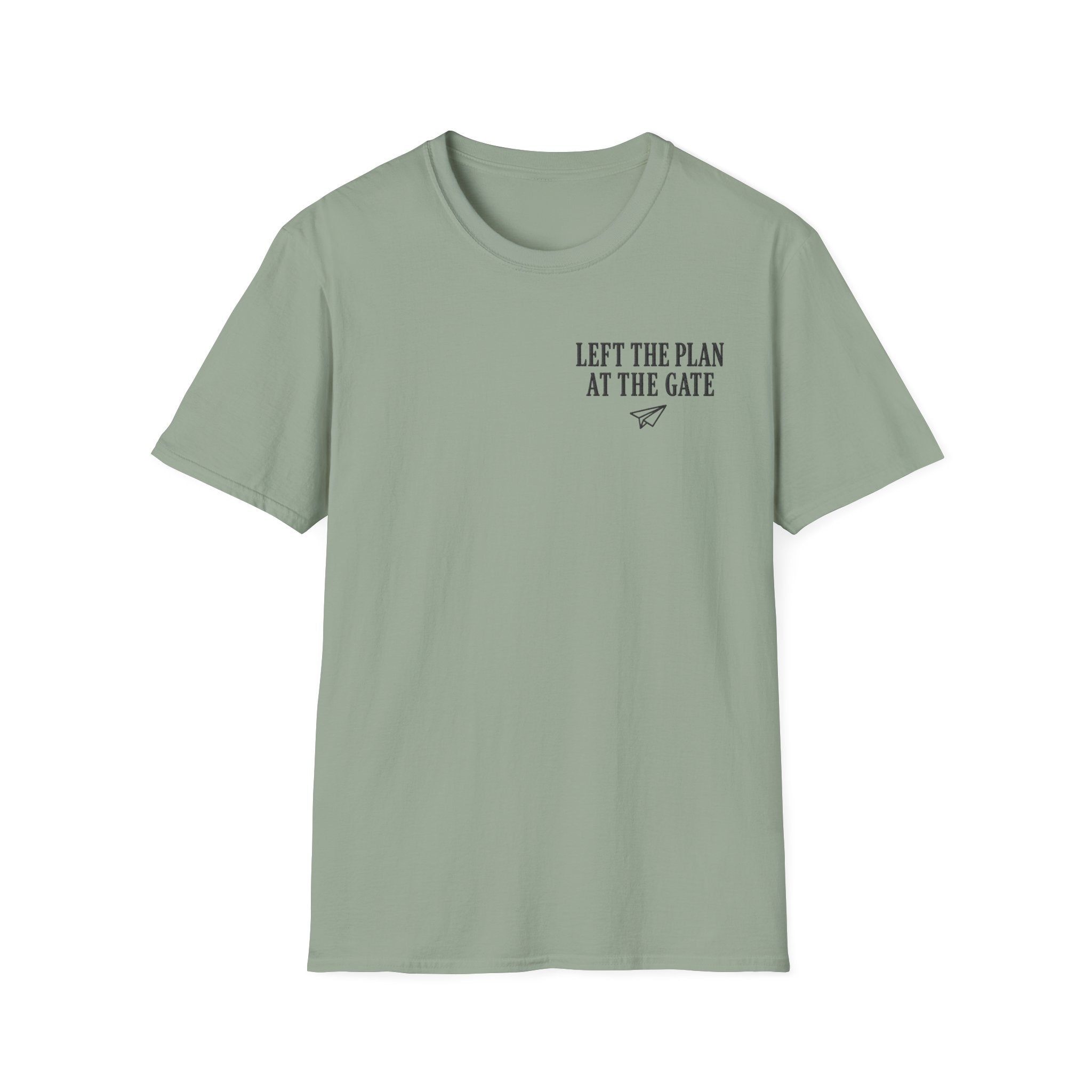 Left The Plan At The Gate Faux Embroidery T-Shirt