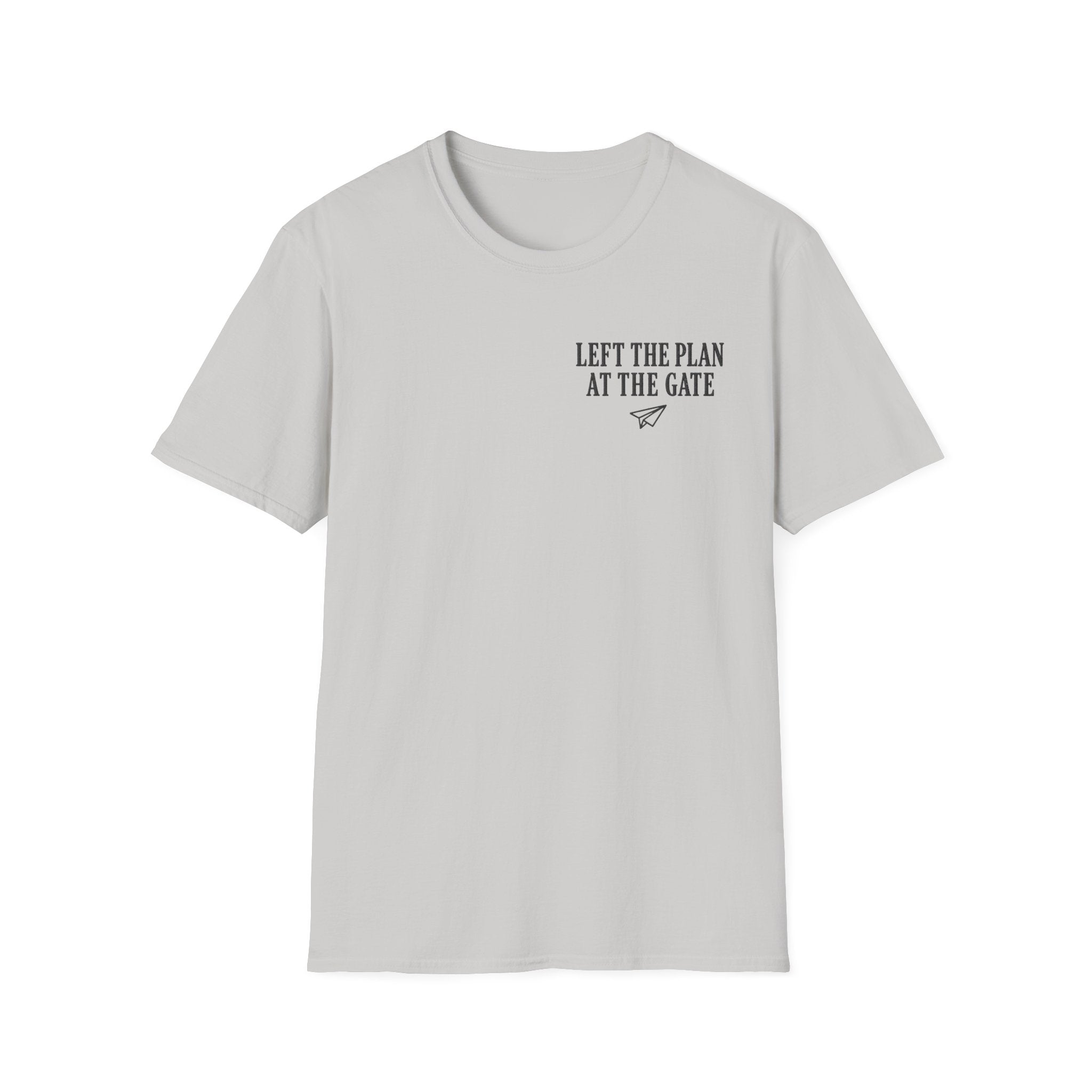 Left The Plan At The Gate Faux Embroidery T-Shirt
