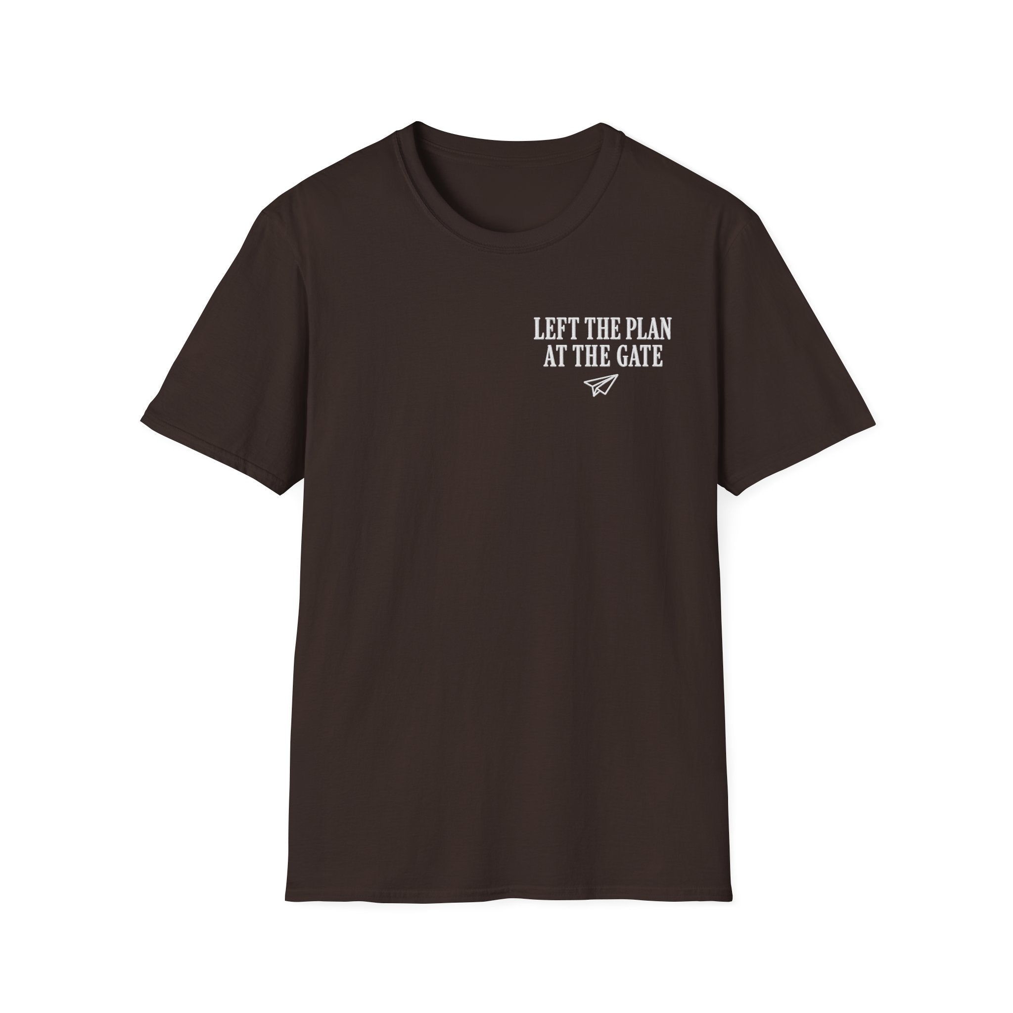 Left The Plan At The Gate Faux Embroidery T-Shirt