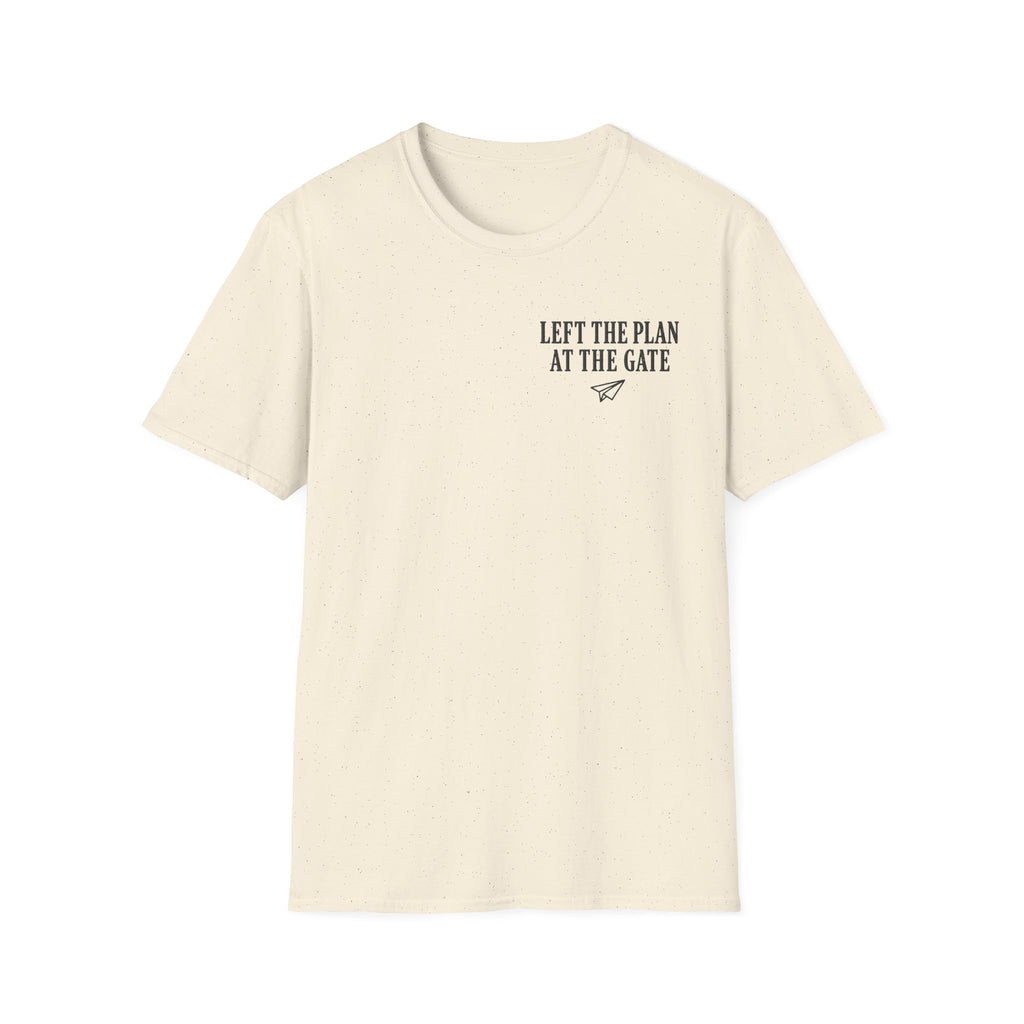 Left The Plan At The Gate Faux Embroidery T-Shirt
